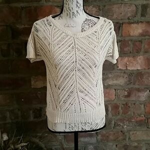 Old Navy crochet cream top short sleeve Size small
